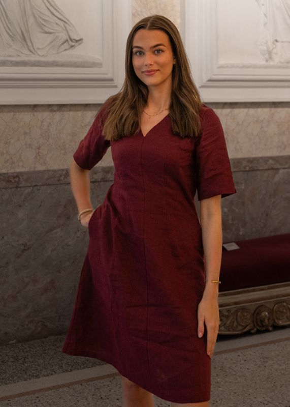 Heidi plum linne klänning